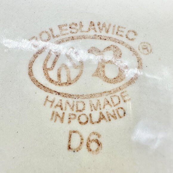 Handmade Boleslawiec Polish Pottery Heart-Shaped Plate Blue White Swirl Design - Picture 4 of 7